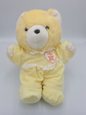 Yellow Plush Baby Bear with Heart Patch